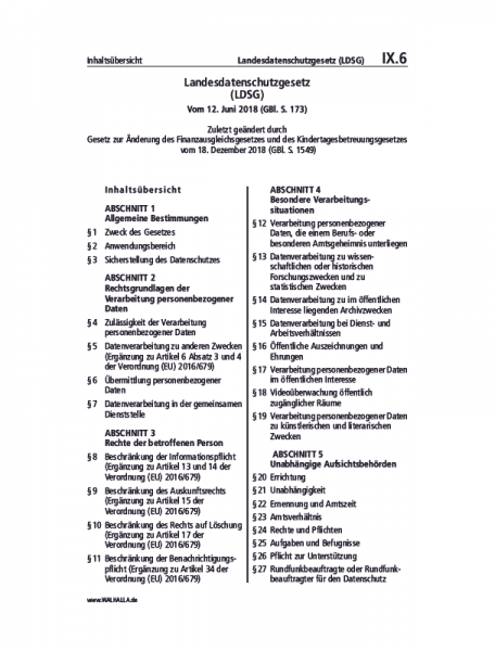 IX.06 | Landesdatenschutzgesetz (LDSG)