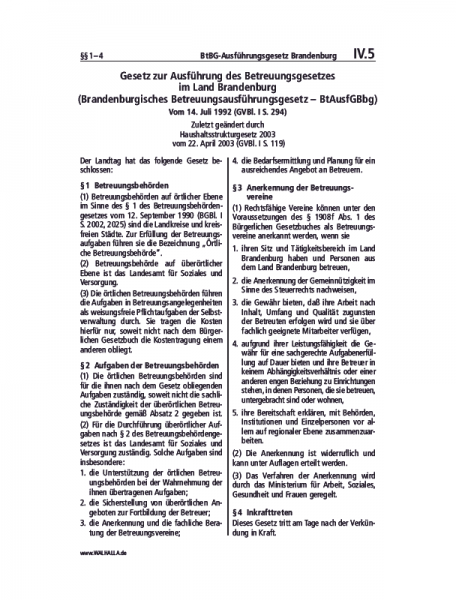 IV.05 | BtBG-Ausführungsgesetz Brandenburg