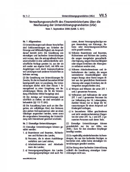 VII.05 | Unterstützungsgrundsätze (UGr)