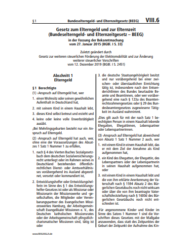 VIII.06 | Bundeselterngeld- und Elternzeitgesetz (BEEG)