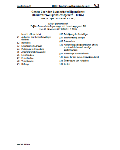 V.03 | BFDG: Bundesfreiwilligendienstgesetz