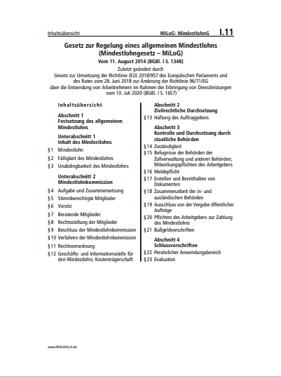 I.11 | MiLoG: MindestlohnG