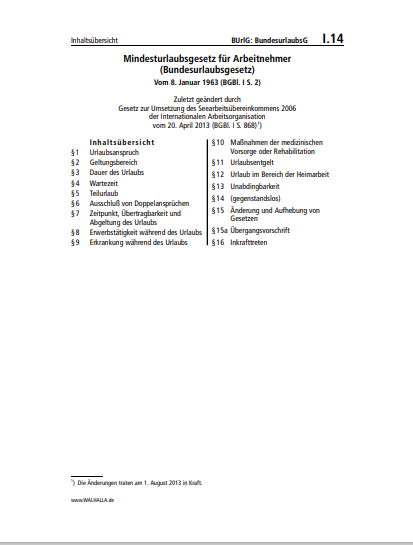 I.14 | BUrlG: BundesurlaubsG