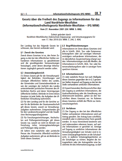IX.07 | Informationsfreiheitsgesetz (IFG NRW)