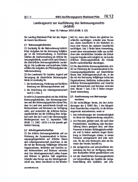 IV.12 | BtBG-Ausführungsgesetz Rheinland-Pfalz
