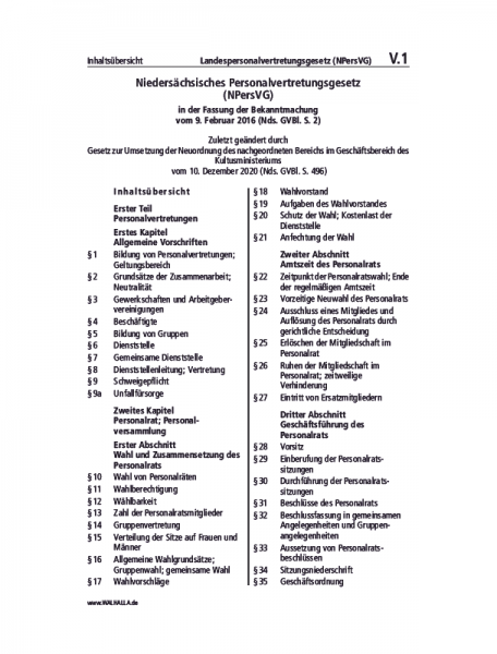 V.01 | Landespersonalvertretungsgesetz (NPersVG)