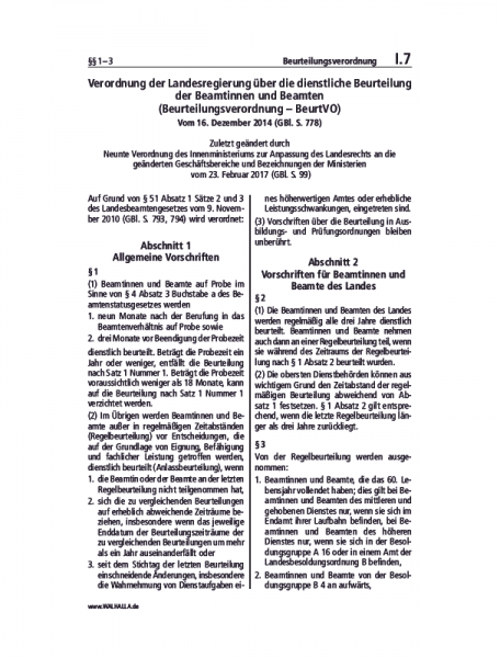 I.07 | Beurteilungsverordnung