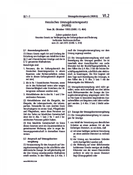 VI.02 | Umzugskostengesetz (HUKG)