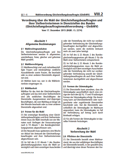 VIII.02 | Gleichstellungsbeauftragtenwahlverordnung (GleibWV)