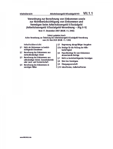 VII.01.01 | Arbeitslosengeld II/Sozialgeld-VO