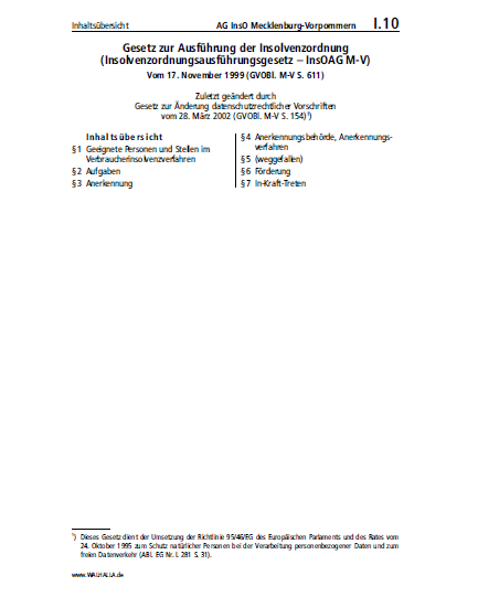 I.10 | AG InsO Mecklenburg-Vorpommern