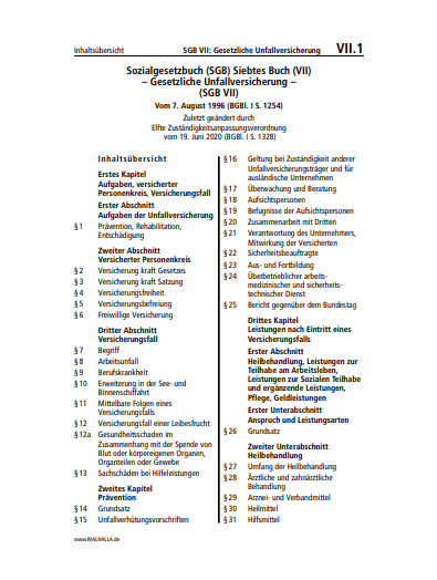 VII.01 | SGB VII: Gesetzliche Unfallversicherung