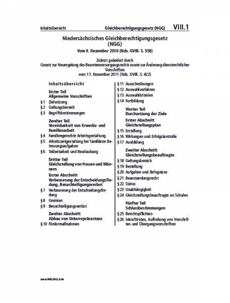 VIII.01 | Gleichberechtigungsgesetz (NGG)