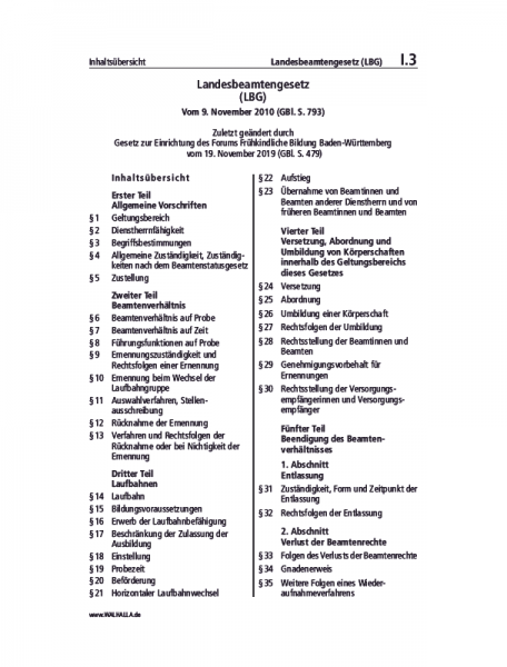 I.03 | Landesbeamtengesetz (LBG)