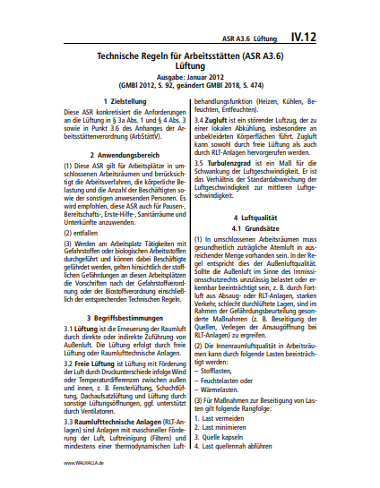IV.12 | ASR A3.6 Lüftung