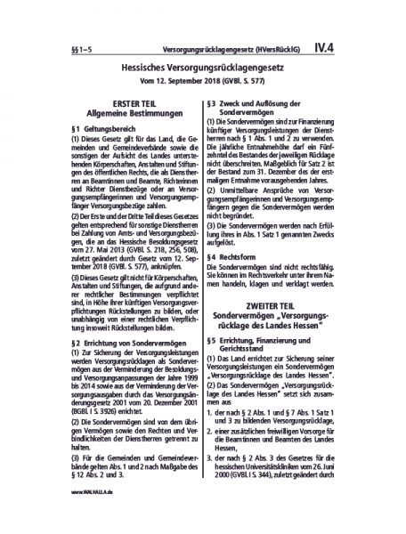 IV.04 | Versorgungsrücklagengesetz (HVersRücklG)