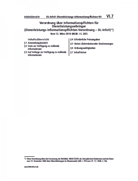VI.07 | DL-InfoV: Dienstleistungs-Informationspflichten-VO