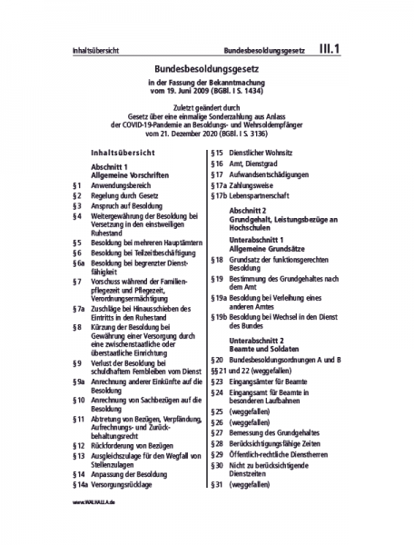 III.01 | Bundesbesoldungsgesetz