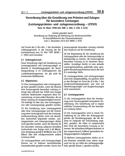 III.06 | Leistungsprämien- und -zulagenverordnung (LPZVO)