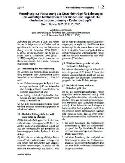 II.02 | Kostenbeitragsverordnung