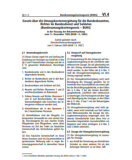 VI.04 | Bundesumzugskostengesetz (BUKG)
