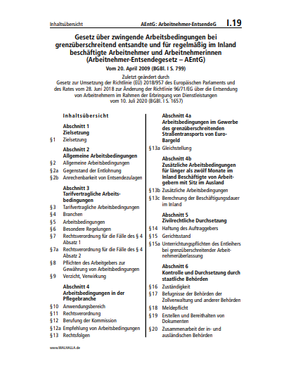 I.19 | AEntG: Arbeitnehmer-EntsendeG