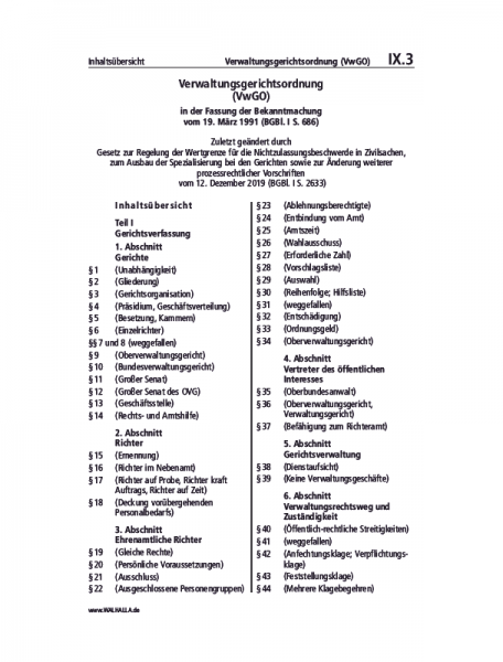 IX.03 | Verwaltungsgerichtsordnung (VwGO)
