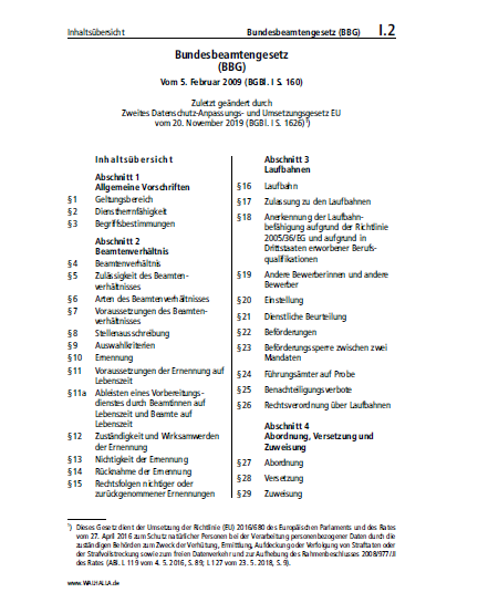 I.02 | Bundesbeamtengesetz (BBG)