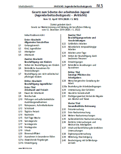 IV.05 | JArbSchG: Jugendarbeitsschutzgesetz