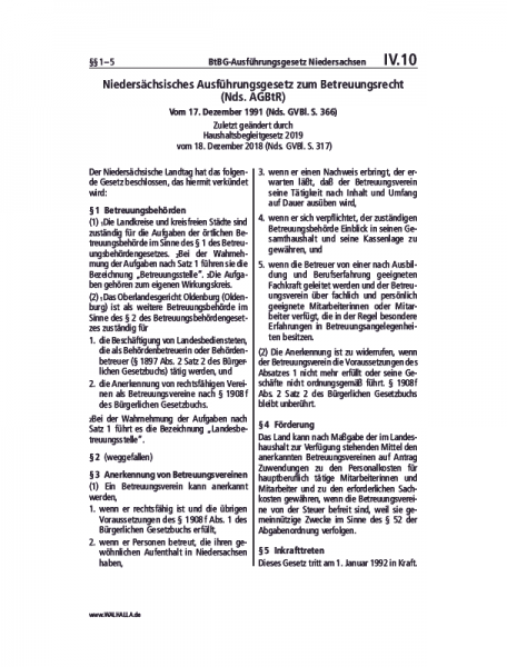 IV.10 | BtBG-Ausführungsgesetz Niedersachsen