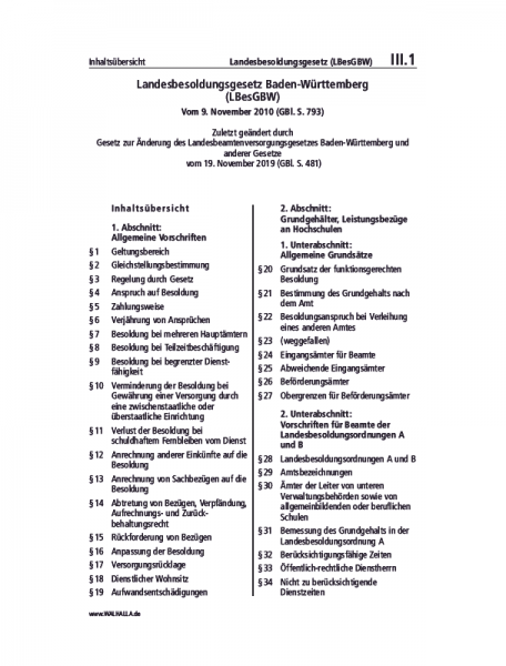 III.01 | Landesbesoldungsgesetz (LBesGBW)