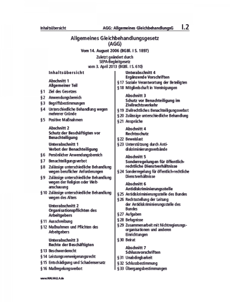 I.02 | AGG: Allgemeines GleichbehandlungsG