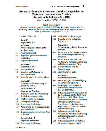 X.05 | AUG: Auslandsunterhaltsgesetz