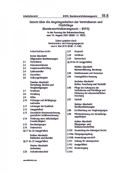 III.06 | BVFG: Bundesvertriebenengesetz