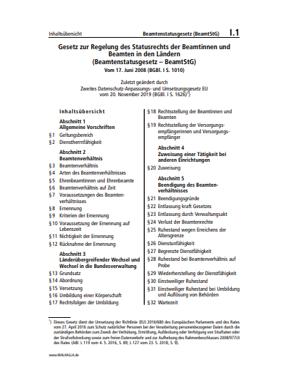 I.01 | Beamtenstatusgesetz (BeamtStG)