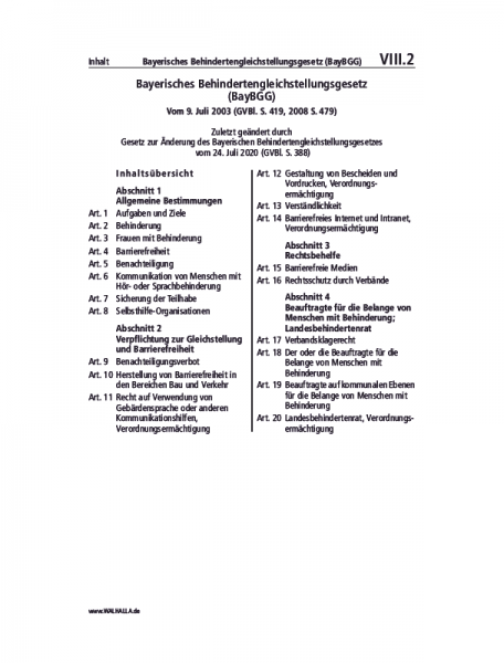 VIII.02 | Bayerisches Behindertengleichstellungsgesetz (BayBGG)