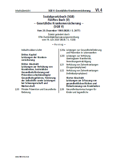 VI.04 | SGB V: Gesetzliche Krankenversicherung (Auszug)