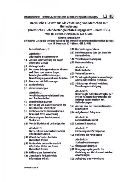 I.03 HB | BremBGG: Bremisches BehindertengleichstellungsG
