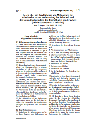 I.01 | Arbeitsschutzgesetz (ArbSchG)