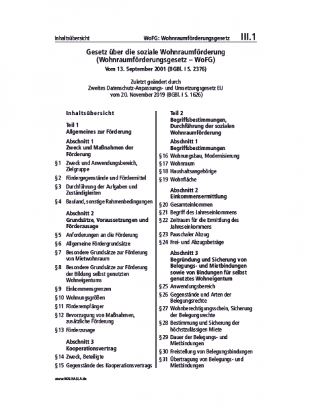 III.01 | WoFG: Wohnraumförderungsgesetz
