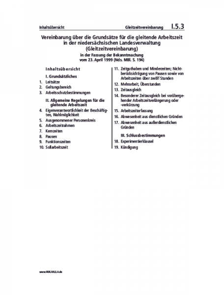 I.05.03 | Gleitzeitvereinbarung