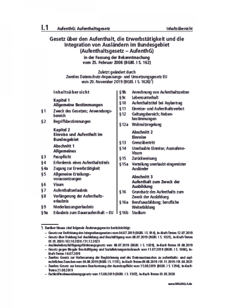 I.01 | AufenthG: Aufenthaltsgesetz