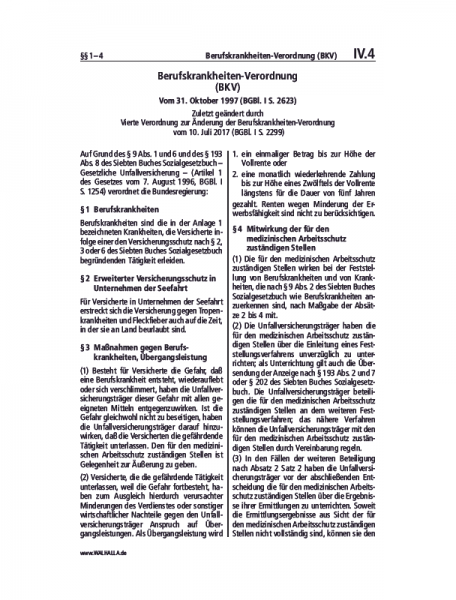 IV.04 | Berufskrankheiten-Verordnung (BKV)