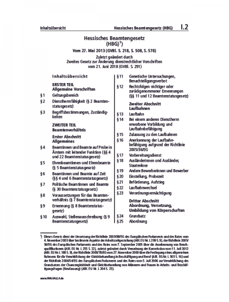 I.02 | Hessisches Beamtengesetz (HBG)